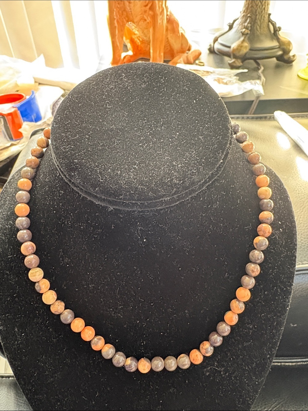 925 Silver Iron Zebra Jasper Necklace (From Brazil)